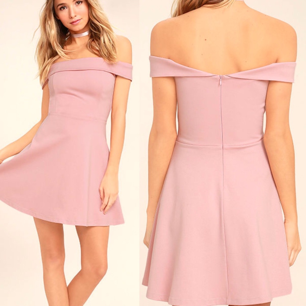 Lulu’s Season of Fun Skater Dress Off Shoulder